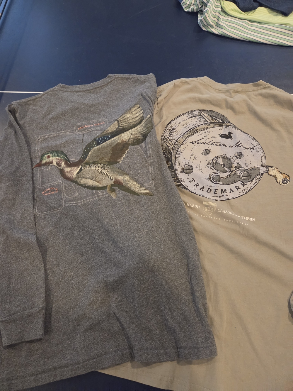 Lot of 2 Southern Marsh Mens S Long Sleeve Duck and Fishing Graphic Tee